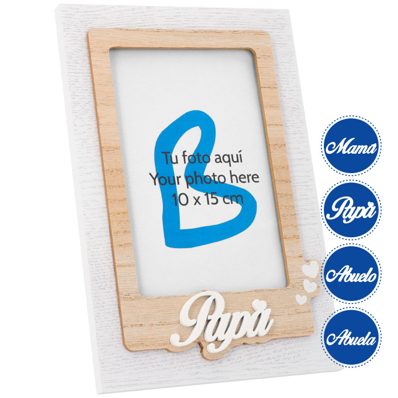 Portafotos de madera decapé serie Familia-